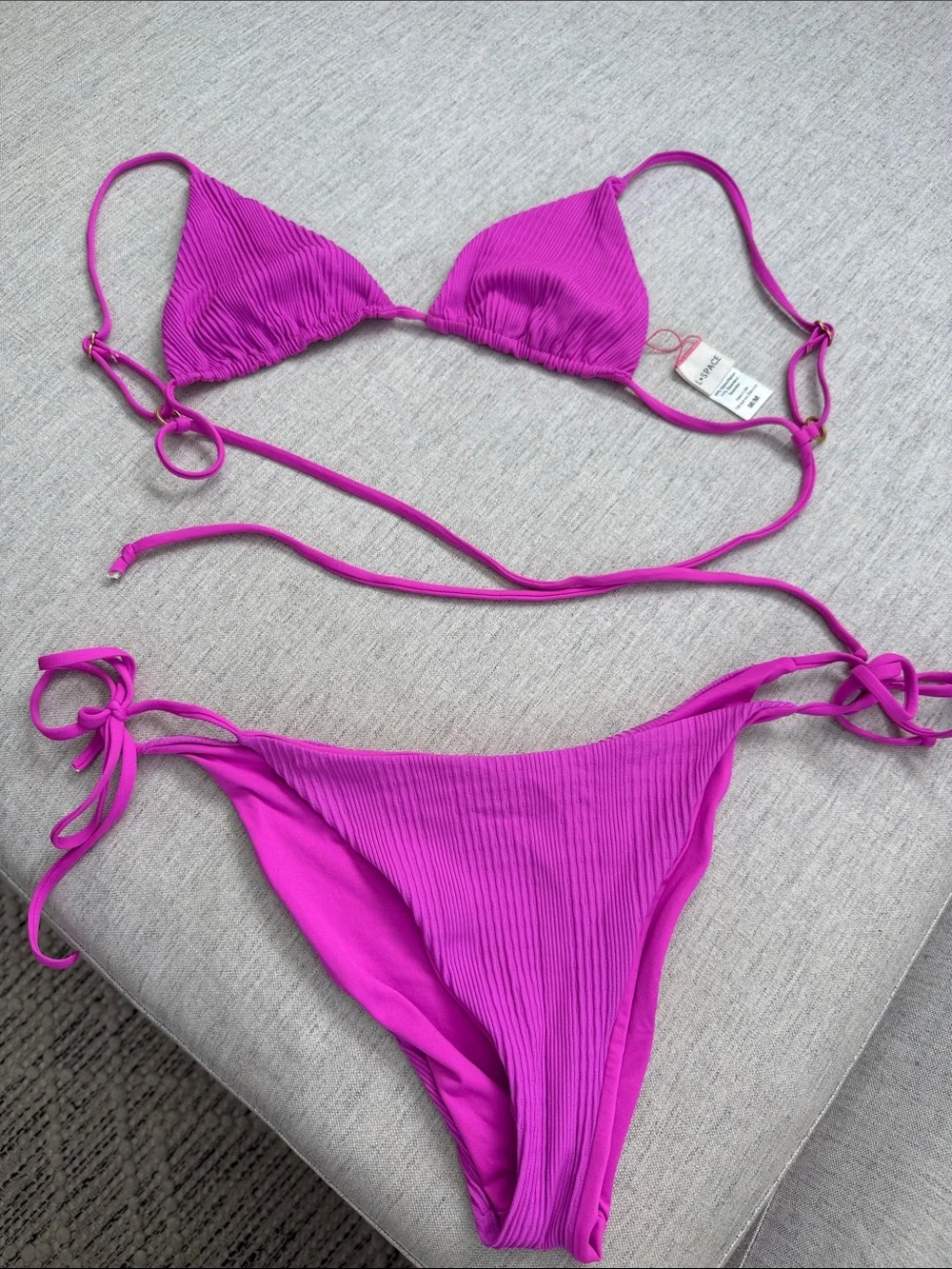 L*space Set! Fuchsia Ribbed Triangle Bikini Set - Women's Swim